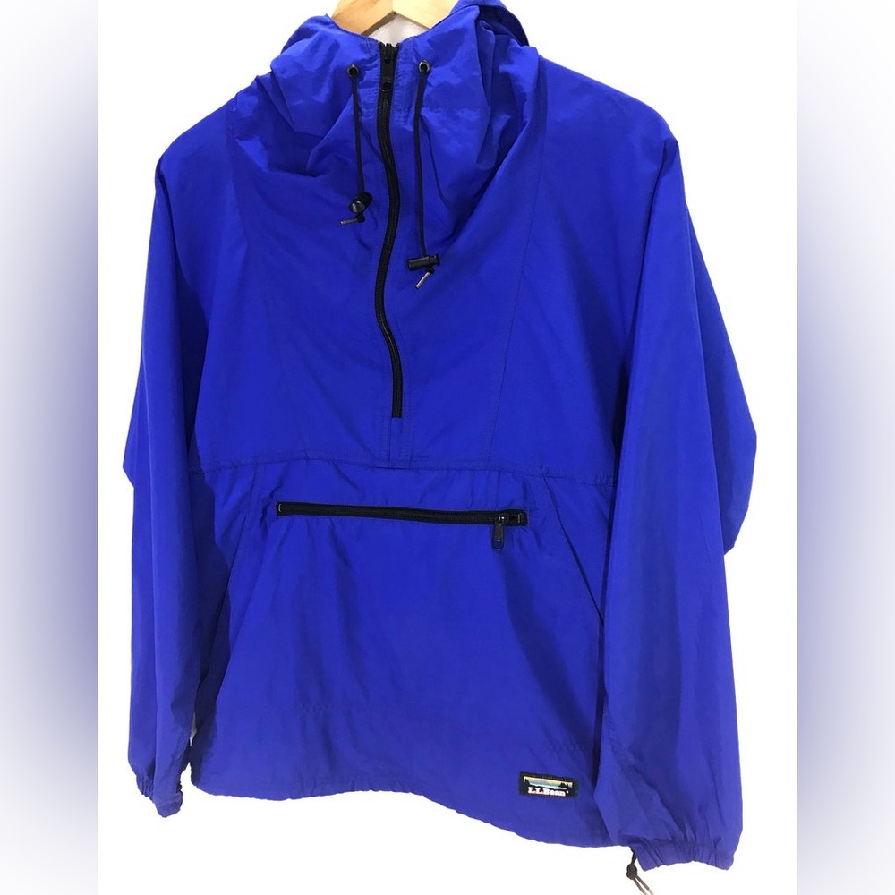 L.L. Bean Vintage 90s Vibrant Blue Windbreaker Jacket Gorp Core Outdoor Nylon M